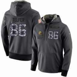 NFL Mens Nike Cleveland Browns 86 Randall Telfer Stitched Black Anthracite Salute to Service Player Performance Hoodie