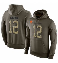 NFL Nike Cleveland Browns 12 Josh Gordon Green Salute To Service Mens Pullover Hoodie
