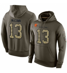 NFL Nike Cleveland Browns 13 Josh McCown Green Salute To Service Mens Pullover Hoodie