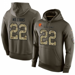 NFL Nike Cleveland Browns 22 Tramon Williams Green Salute To Service Mens Pullover Hoodie