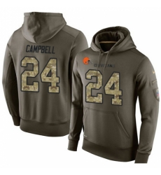 NFL Nike Cleveland Browns 24 Ibraheim Campbell Green Salute To Service Mens Pullover Hoodie