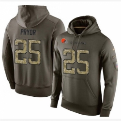 NFL Nike Cleveland Browns 25 Calvin Pryor Green Salute To Service Mens Pullover Hoodie