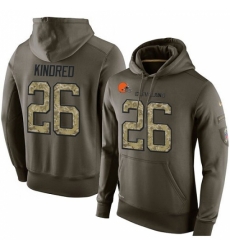 NFL Nike Cleveland Browns 26 Derrick Kindred Green Salute To Service Mens Pullover Hoodie