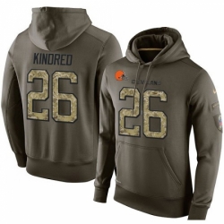 NFL Nike Cleveland Browns 26 Derrick Kindred Green Salute To Service Mens Pullover Hoodie