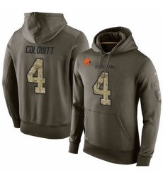NFL Nike Cleveland Browns 4 Britton Colquitt Green Salute To Service Mens Pullover Hoodie