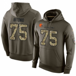 NFL Nike Cleveland Browns 75 Joel Bitonio Green Salute To Service Mens Pullover Hoodie