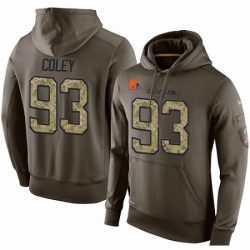 NFL Nike Cleveland Browns 93 Trevon Coley Green Salute To Service Mens Pullover Hoodie