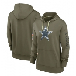 Women Dallas Cowboys 2022 Olive Salute To Service Therma Performance Pullover Hoodie