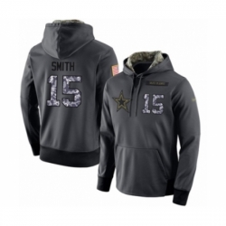 Football Mens Dallas Cowboys 15 Devin Smith Stitched Black Anthracite Salute to Service Player Performance Hoodie