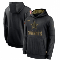 Men Dallas Cowboys Nike 2020 Salute to Service Sideline Performance Pullover Hoodie Black