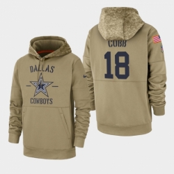 Mens Dallas Cowboys 18 Randall Cobb 2019 Salute to Service Sideline Therma Pullover Hoodie Tan