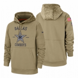 Mens Dallas Cowboys 2019 Salute to Service Tan Sideline Therma Pullover Hoodie