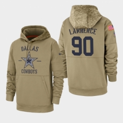 Mens Dallas Cowboys 90 Demarcus Lawrence 2019 Salute to Service Sideline Therma Pullover Hoodie Tan