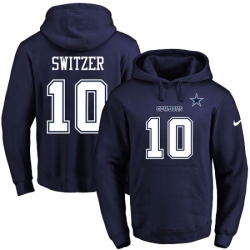 NFL Mens Nike Dallas Cowboys 10 Ryan Switzer Navy Blue Name Number Pullover Hoodie