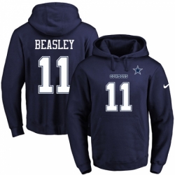 NFL Mens Nike Dallas Cowboys 11 Cole Beasley Navy Blue Name Number Pullover Hoodie