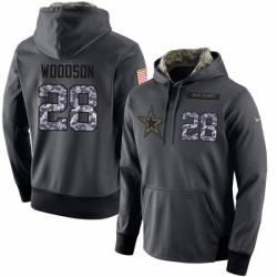 NFL Mens Nike Dallas Cowboys 28 Darren Woodson Stitched Black Anthracite Salute to Service Player Performance Hoodie