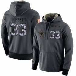 NFL Mens Nike Dallas Cowboys 33 Tony Dorsett Stitched Black Anthracite Salute to Service Player Performance Hoodie