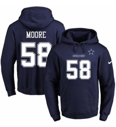 NFL Mens Nike Dallas Cowboys 58 Damontre Moore Navy Blue Name Number Pullover Hoodie