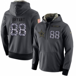 NFL Mens Nike Dallas Cowboys 88 Dez Bryant Stitched Black Anthracite Salute to Service Player Performance Hoodie