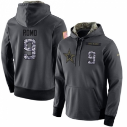 NFL Mens Nike Dallas Cowboys 9 Tony Romo Stitched Black Anthracite Salute to Service Player Performance Hoodie