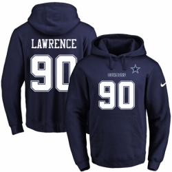NFL Mens Nike Dallas Cowboys 90 Demarcus Lawrence Navy Blue Name Number Pullover Hoodie