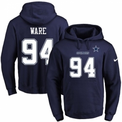 NFL Mens Nike Dallas Cowboys 94 DeMarcus Ware Navy Blue Name Number Pullover Hoodie