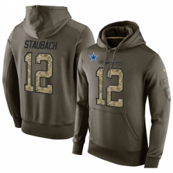 NFL Nike Dallas Cowboys 12 Roger Staubach Green Salute To Service Mens Pullover Hoodie