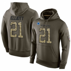 NFL Nike Dallas Cowboys 21 Ezekiel Elliott Green Salute To Service Mens Pullover Hoodie