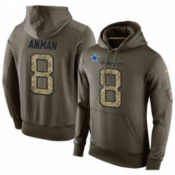 NFL Nike Dallas Cowboys 8 Troy Aikman Green Salute To Service Mens Pullover Hoodie