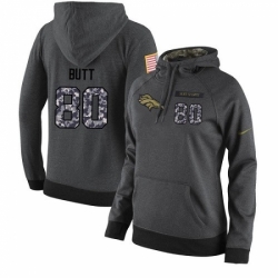 NFL Womens Nike Denver Broncos 80 Jake Butt Stitched Black Anthracite Salute to Service Player Performance Hoodie