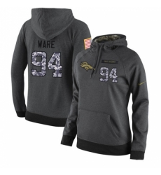 NFL Womens Nike Denver Broncos 94 DeMarcus Ware Stitched Black Anthracite Salute to Service Player Performance Hoodie
