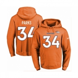 Football Mens Denver Broncos 34 Will Parks Orange Name Number Pullover Hoodie
