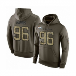 Football Mens Denver Broncos 96 Shelby Harris Green Salute To Service Pullover Hoodie