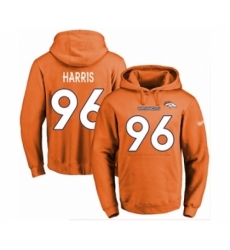 Football Mens Denver Broncos 96 Shelby Harris Orange Name Number Pullover Hoodie