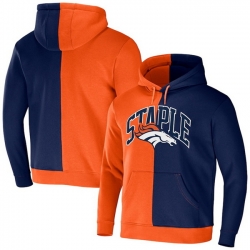 Men Denver Broncos Orange Navy Split Logo Pullover Hoodie