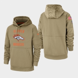 Mens Denver Broncos Tan 2019 Salute to Service Sideline Therma Pullover Hoodie