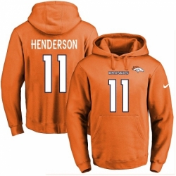 NFL Mens Nike Denver Broncos 11 Carlos Henderson Orange Name Number Pullover Hoodie