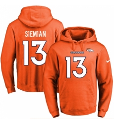 NFL Mens Nike Denver Broncos 13 Trevor Siemian Orange Name Number Pullover Hoodie