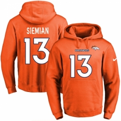 NFL Mens Nike Denver Broncos 13 Trevor Siemian Orange Name Number Pullover Hoodie