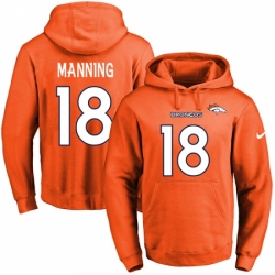 NFL Mens Nike Denver Broncos 18 Peyton Manning Orange Name Number Pullover Hoodie