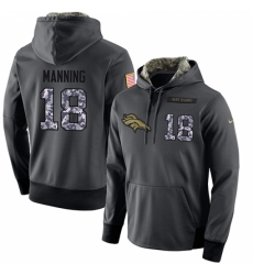 NFL Mens Nike Denver Broncos 18 Peyton Manning Stitched Black Anthracite Salute to Service Player Performance Hoodie
