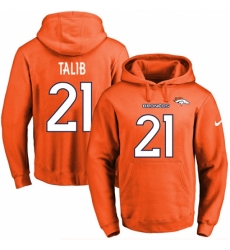 NFL Mens Nike Denver Broncos 21 Aqib Talib Orange Name Number Pullover Hoodie