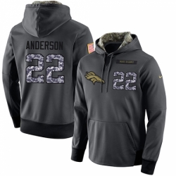 NFL Mens Nike Denver Broncos 22 CJ Anderson Stitched Black Anthracite Salute to Service Player Performance Hoodie