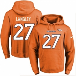 NFL Mens Nike Denver Broncos 27 Brendan Langley Orange Name Number Pullover Hoodie