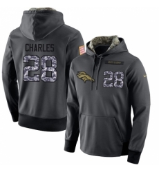 NFL Mens Nike Denver Broncos 28 Jamaal Charles Stitched Black Anthracite Salute to Service Player Performance Hoodie