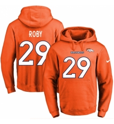 NFL Mens Nike Denver Broncos 29 Bradley Roby Orange Name Number Pullover Hoodie