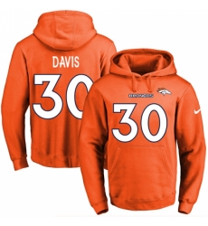 NFL Mens Nike Denver Broncos 30 Terrell Davis Orange Name Number Pullover Hoodie