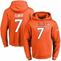 NFL Mens Nike Denver Broncos 7 John Elway Orange Name Number Pullover Hoodie