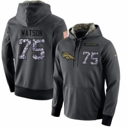 NFL Mens Nike Denver Broncos 75 Menelik Watson Stitched Black Anthracite Salute to Service Player Performance Hoodie