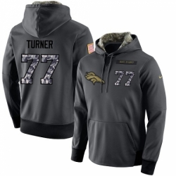 NFL Mens Nike Denver Broncos 77 Billy Turner Stitched Black Anthracite Salute to Service Player Performance Hoodie